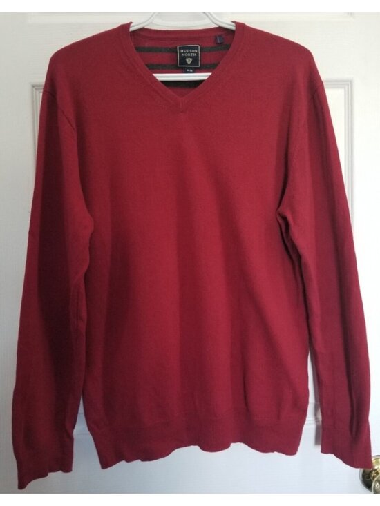 Hudson Other - Hudson North Men's Pima Cotton Red V-Neck Sweater Size Medium